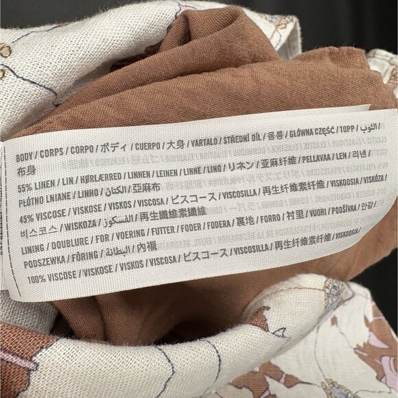 Abercrombie & Fitch Floral Tiered Dress S Brown White Linen Blend Y2k Sundress - Picture 6 of 11